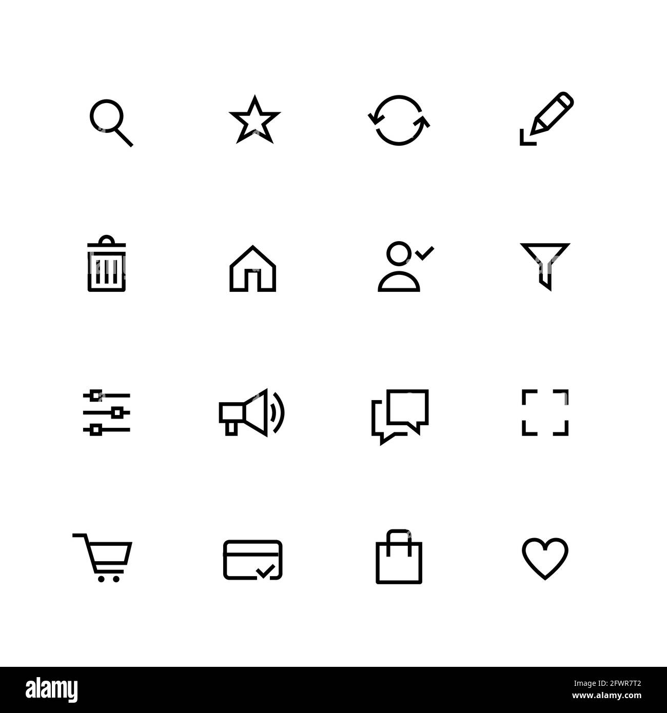 Shopping e-commerce essential icons. Pixel perfect Stock Vector