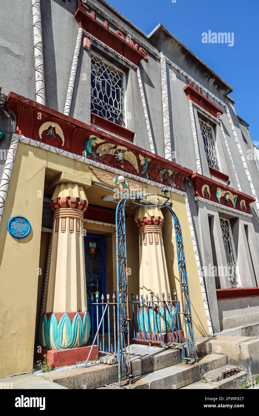 The Egyptian House in Ker Street, Devonport. One of just two in England. Designed by John Foulston and holder of a blue plaque, currently a Club Stock Photo