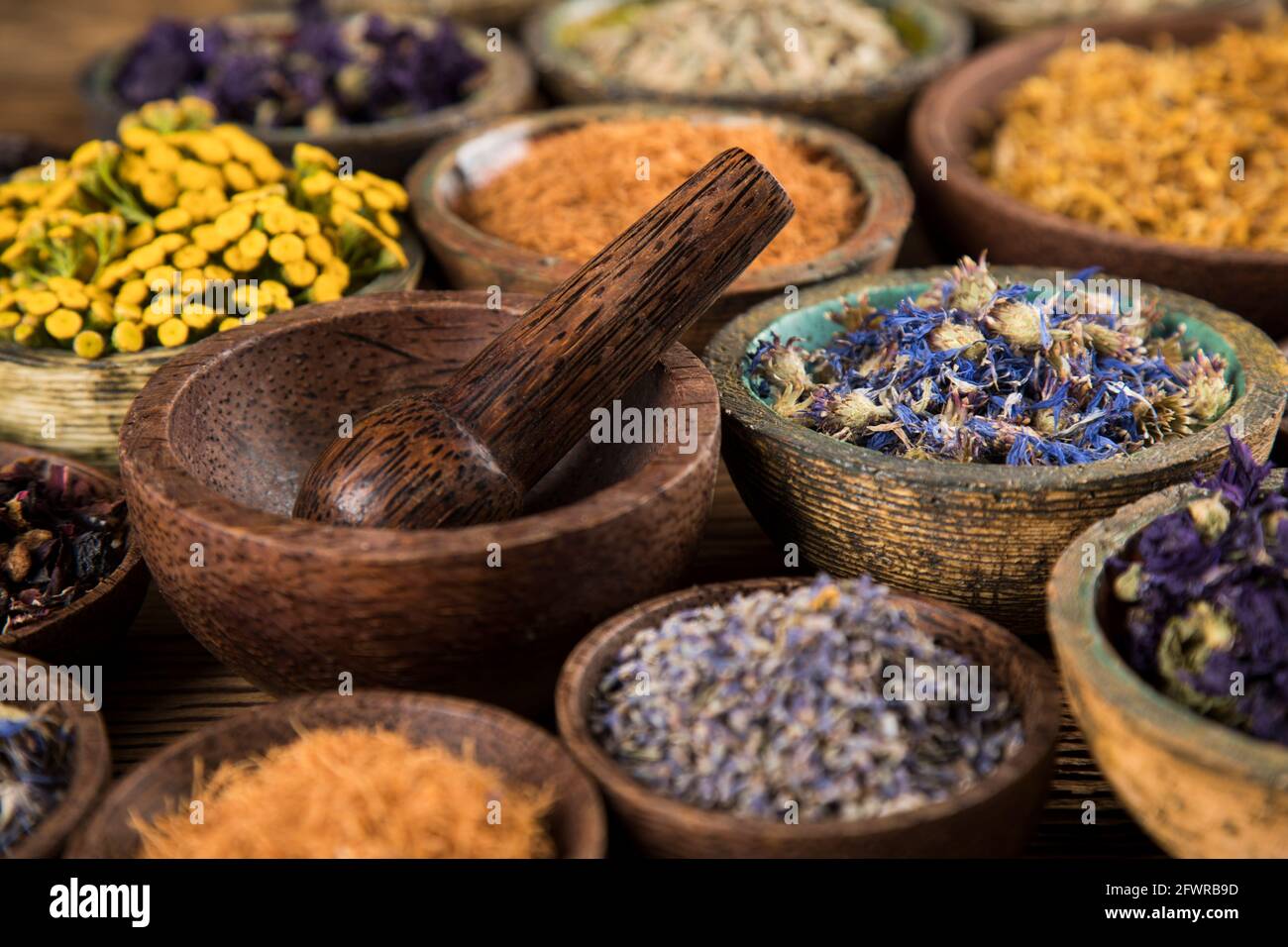 Alternative medicine dried herbs background Stock Photo Alamy