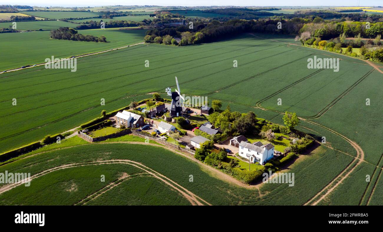 Aerial view of Ripple Mill, Ringwould, Kent, Stock Photo