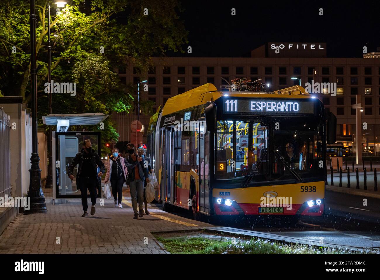Bus no. 111 to Esperanto, Warsaw Stock Photo