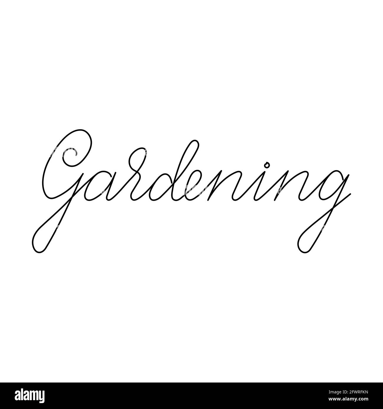 Gardening lettering outline simple minimalistic flat design vector illustration isolated on white background Stock Vector