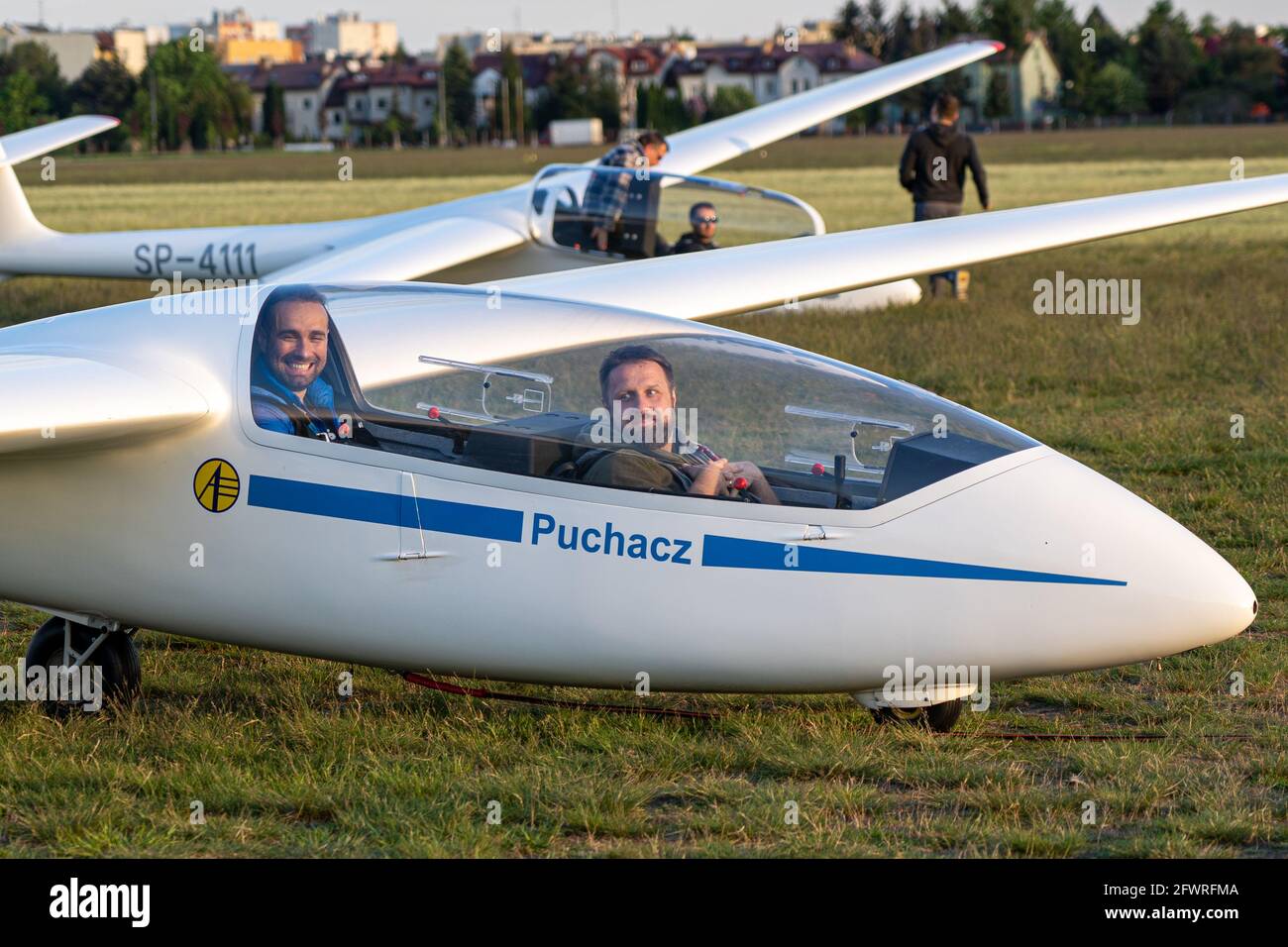 Glider flights at Warsaw Aeroclub Stock Photo