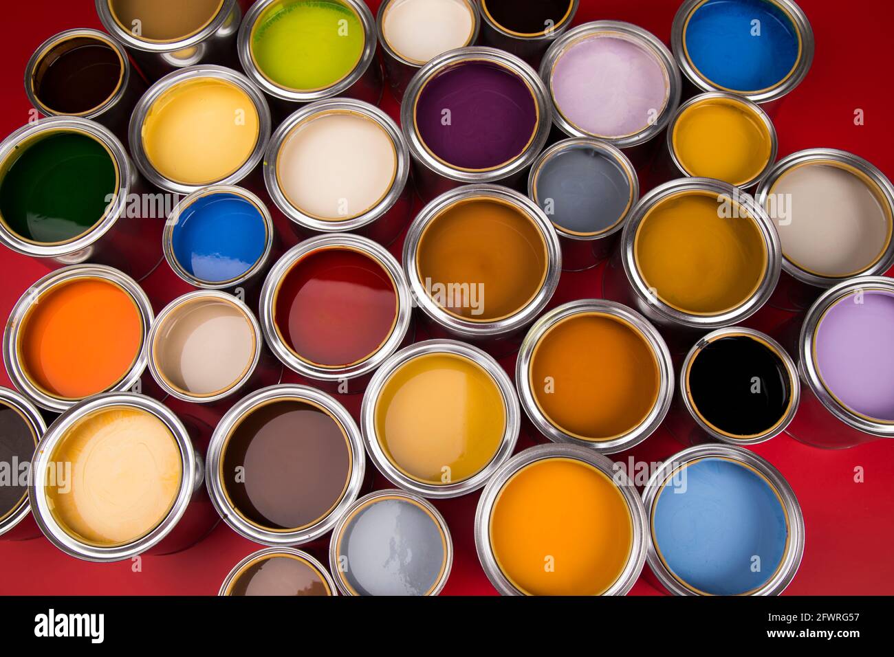 Creativity concept group of tin metal cans with color paint Stock Photo ...