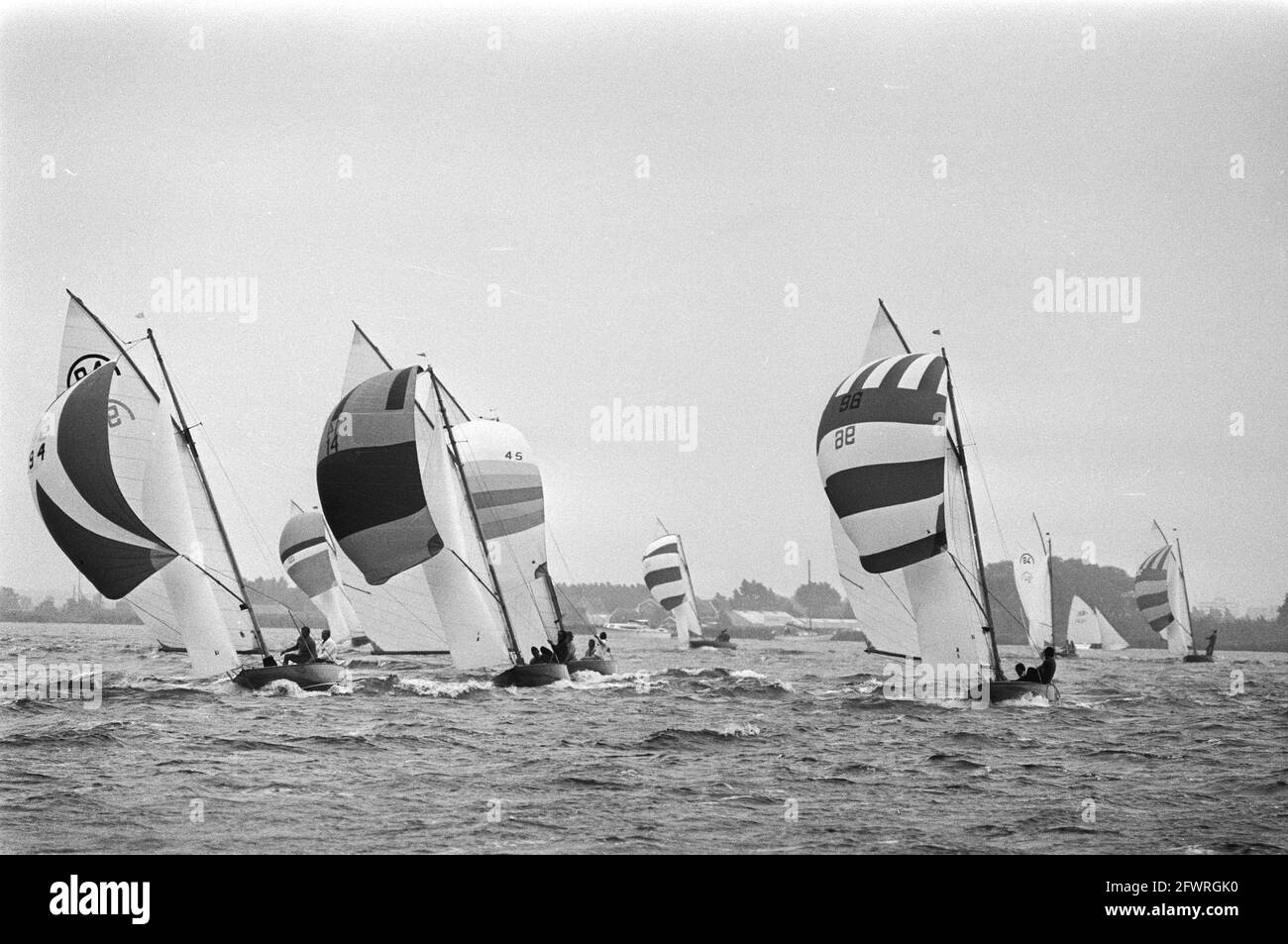 Dutch Sailing Championship, Rainbow Class on Alkmaardermeer, overview, July 10, 1976, CHAMPIONSHIPS, SAGES, The Netherlands, 20th century press agency photo, news to remember, documentary, historic photography 1945-1990, visual stories, human history of the Twentieth Century, capturing moments in time Stock Photo