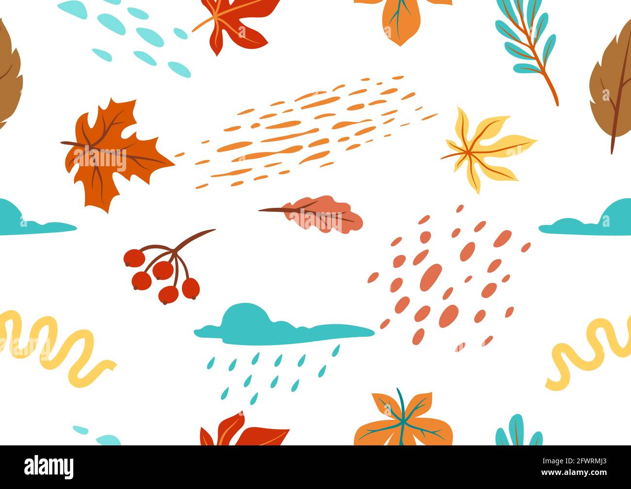 Seamless floral pattern with autumn foliage. Background of falling leaves. Stock Vector