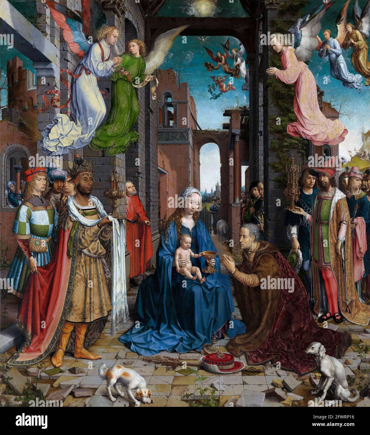 The Adoration of the Kings by Jan Gossaert (1478-1532), oil on oak panel, 1510-15 Stock Photo