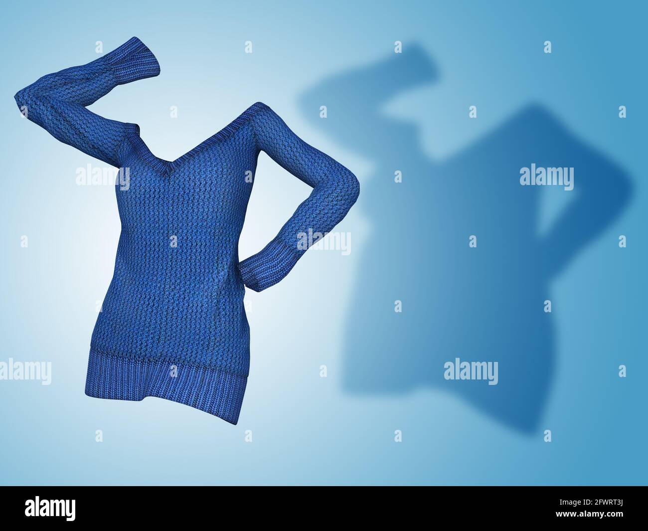 Conceptual fat overweight obese shadow female sweater dress vs slim fit  healthy body after weight loss or diet thin young woman on blue. A fitness,  nu Stock Photo - Alamy