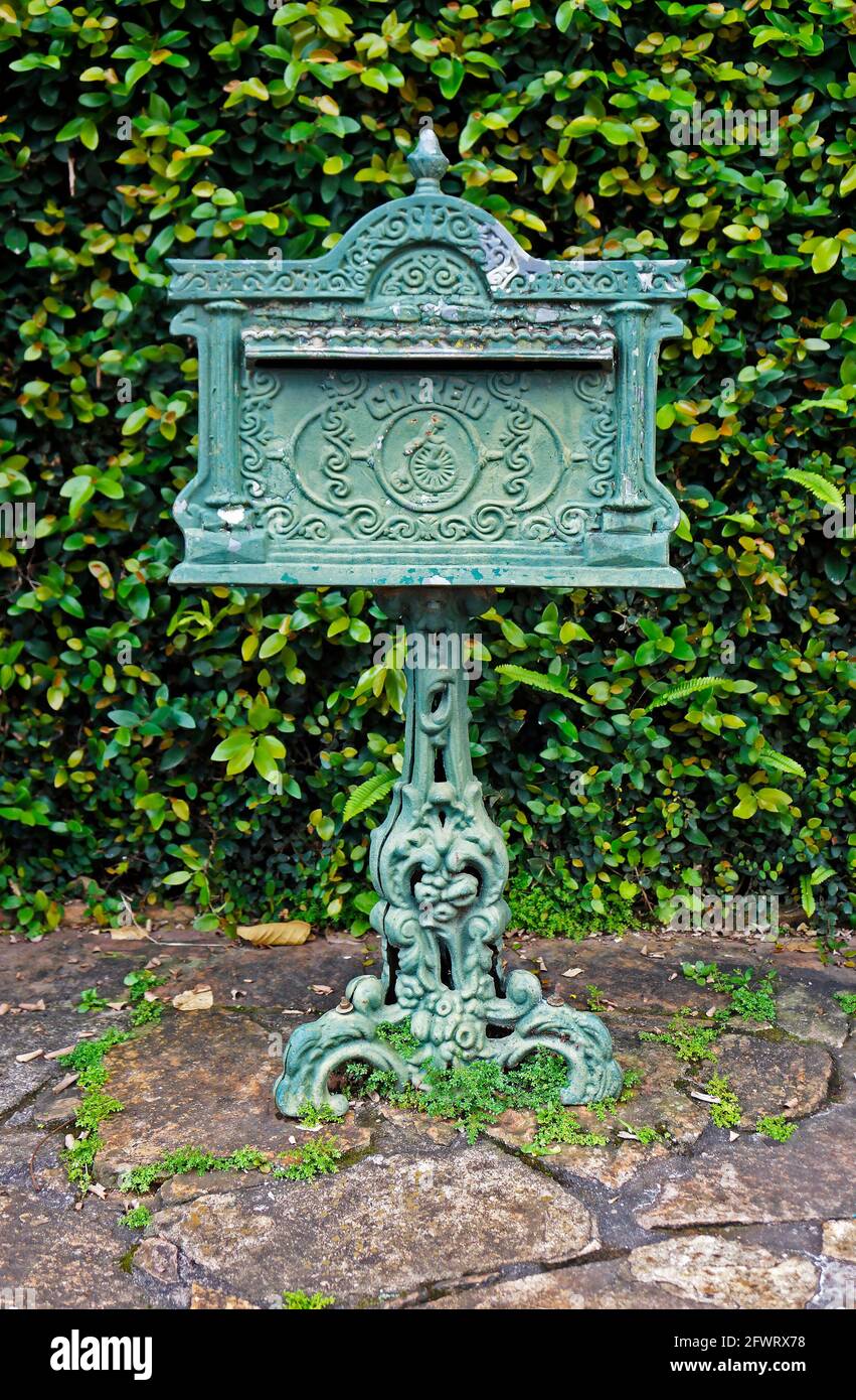 Ancient green mailbox, Tiradentes, Brazi Stock Photo Alamy