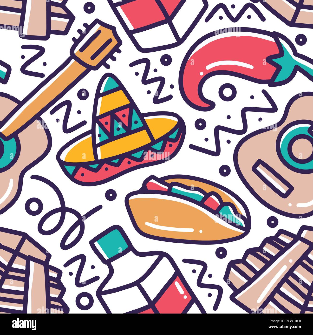 line art picture of mexican holiday hand drawing Stock Vector Image