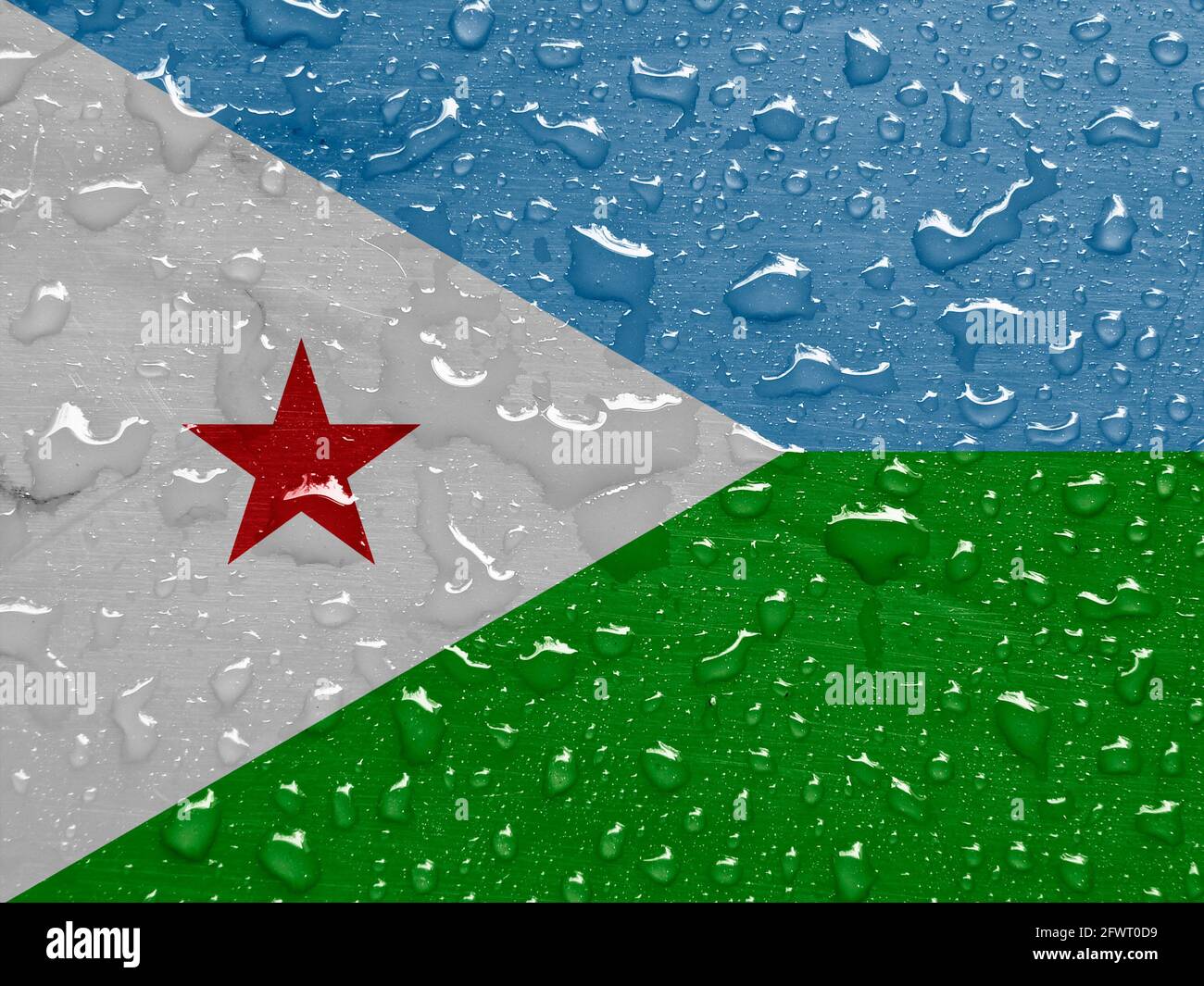 flag of Djibouti with rain drops Stock Photo