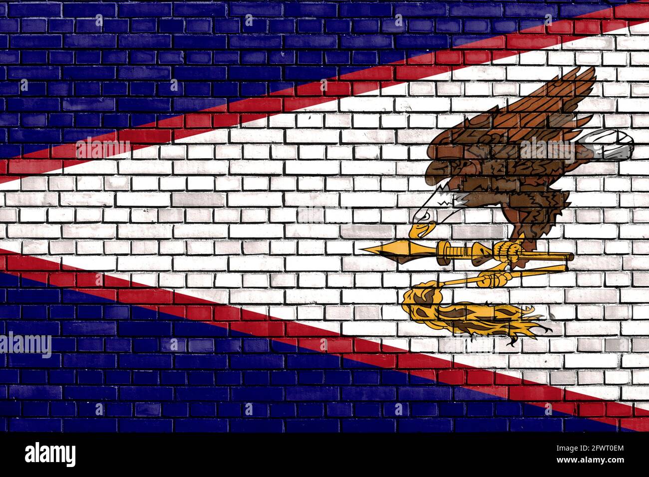 flag of American Samoa painted on brick wall Stock Photo