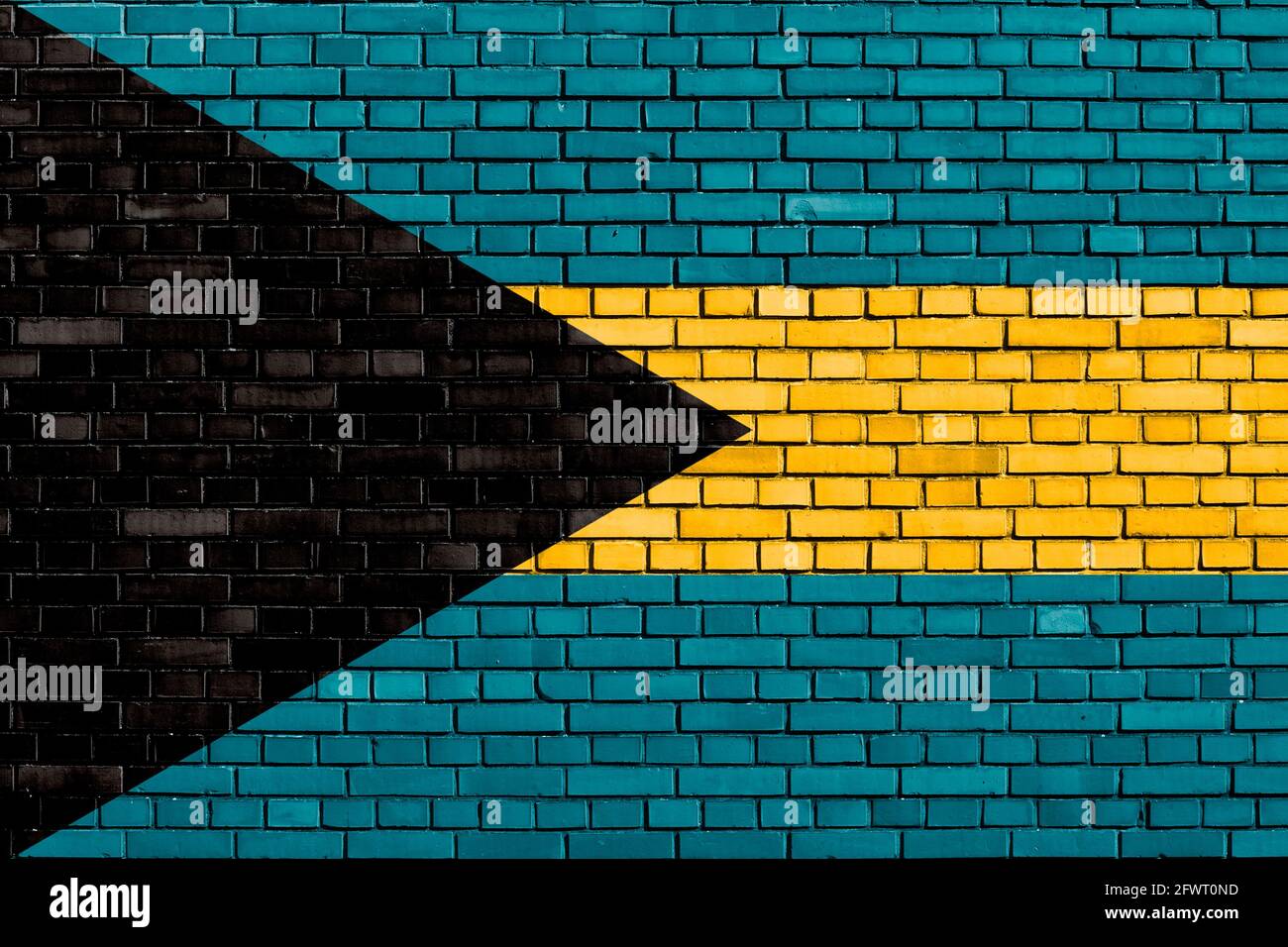 flag of Bahamas painted on brick wall Stock Photo