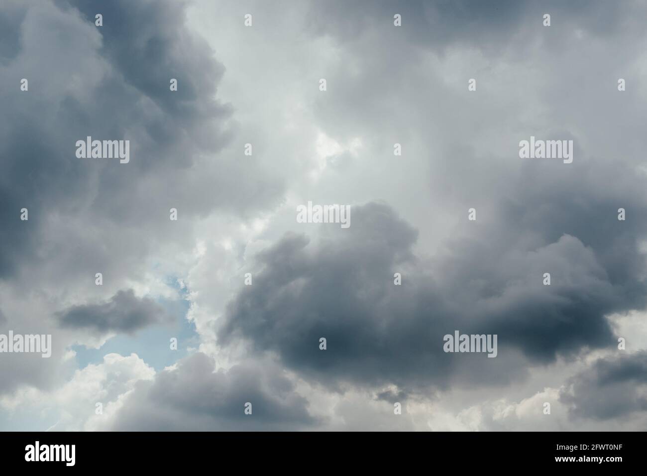 Storm clouds, stormy grey cloudy sky, dark clouds background Stock Photo