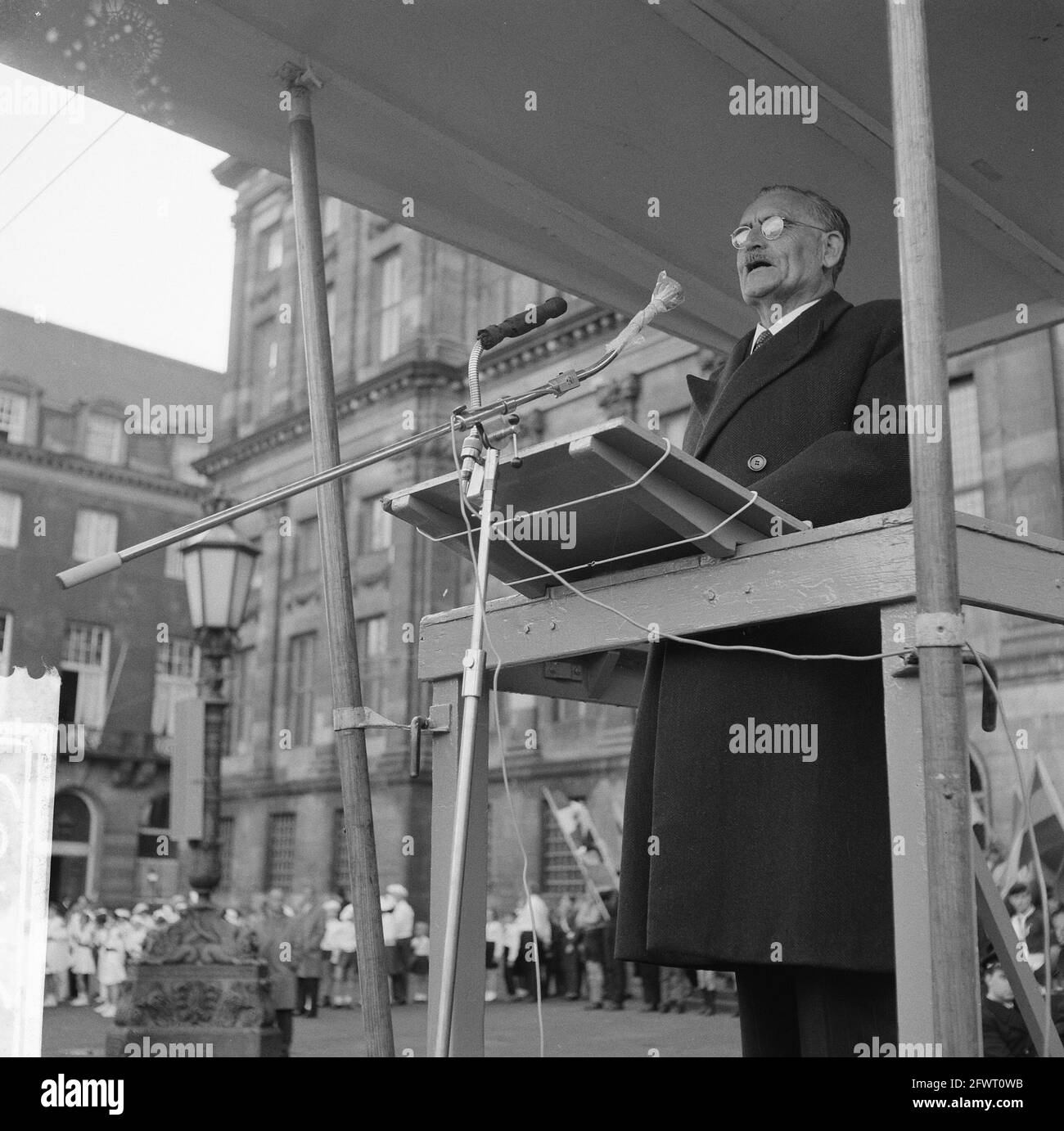 United Nations Day in Amsterdam. Dr. Willem Drees during speech, 29 October 1961, speeches, The Netherlands, 20th century press agency photo, news to remember, documentary, historic photography 1945-1990, visual stories, human history of the Twentieth Century, capturing moments in time Stock Photo