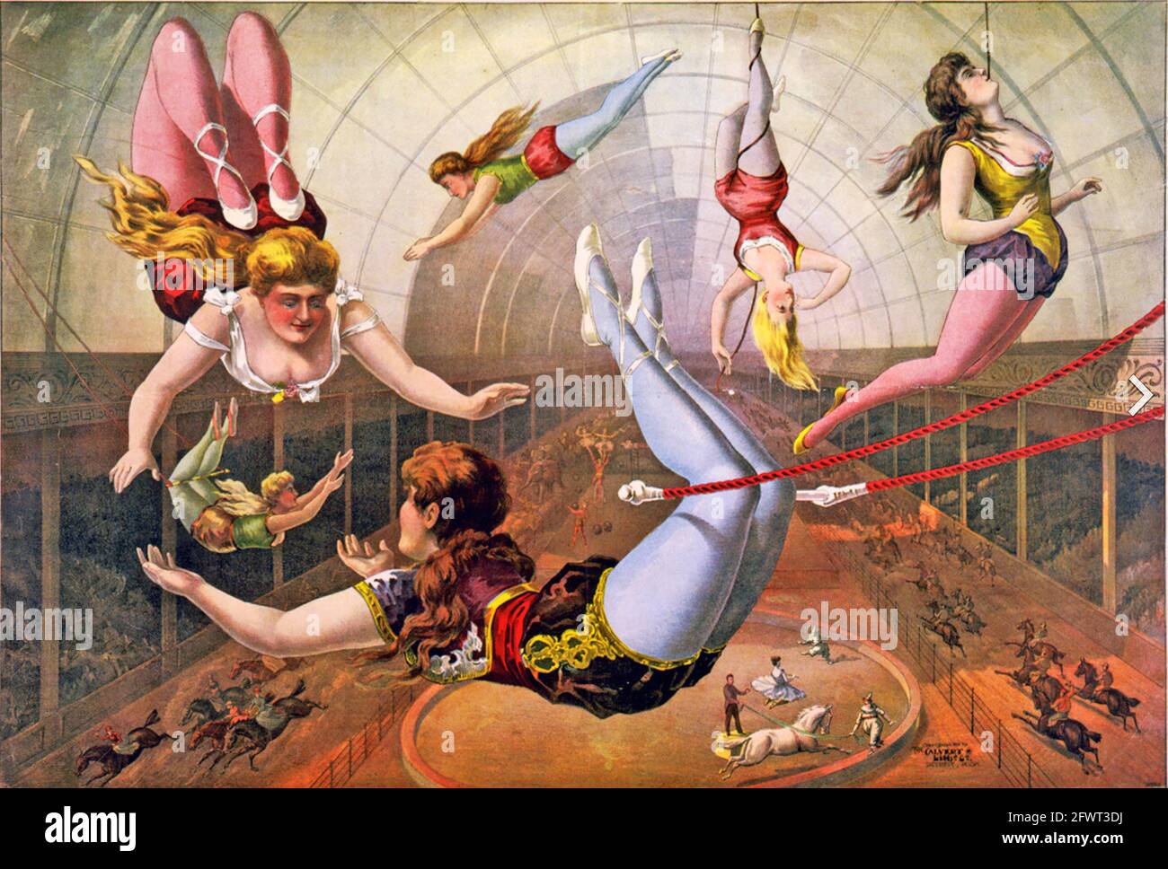 AMERICAN TRAPEZE ARTISTS in an 1890 lithograph Stock Photo