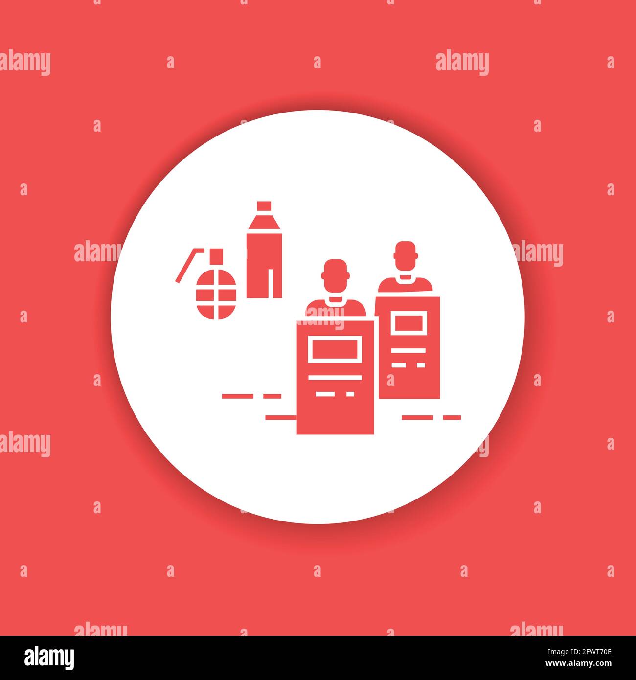 Mob violence glyph color icon. Police with shields. Civil unrest, vandalism. Social protest. Pictogram for web page, mobile app, promo. Editable strok Stock Vector