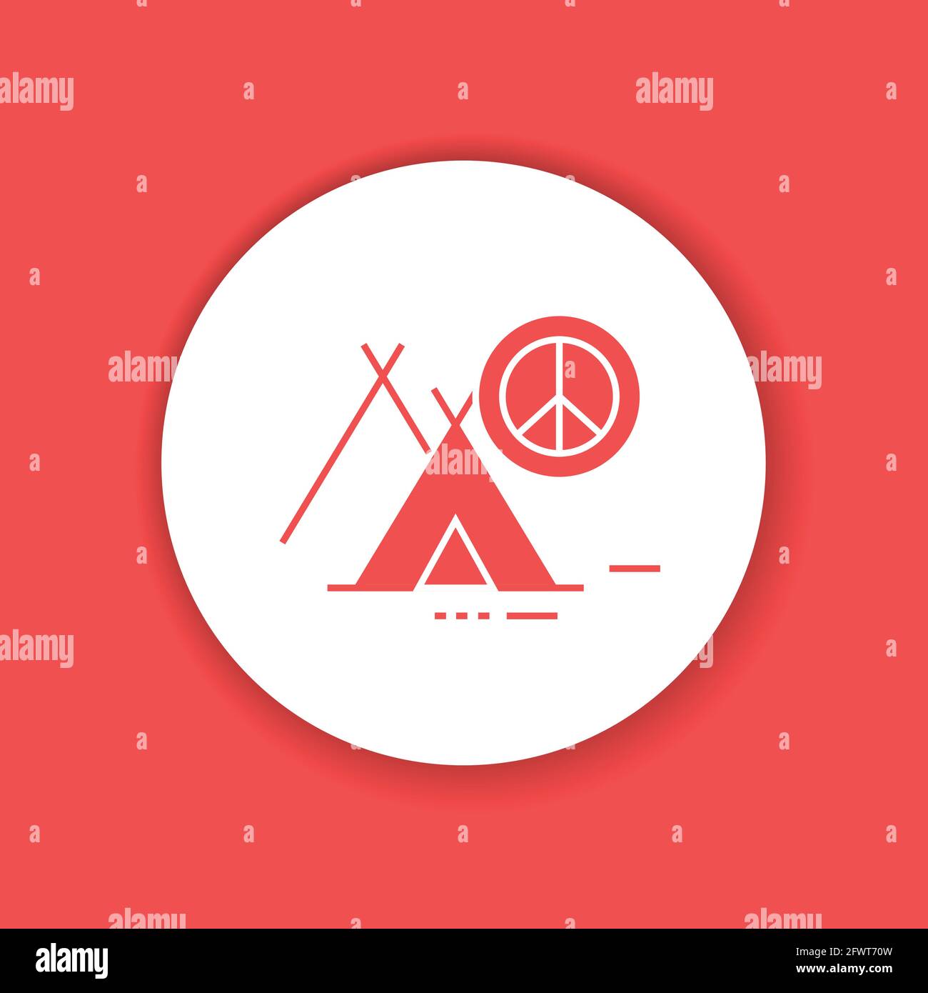 Peace camp glyph color icon. Anti war movement. Peaceful protest. Pictogram for web page, mobile app, promo. Stock Vector