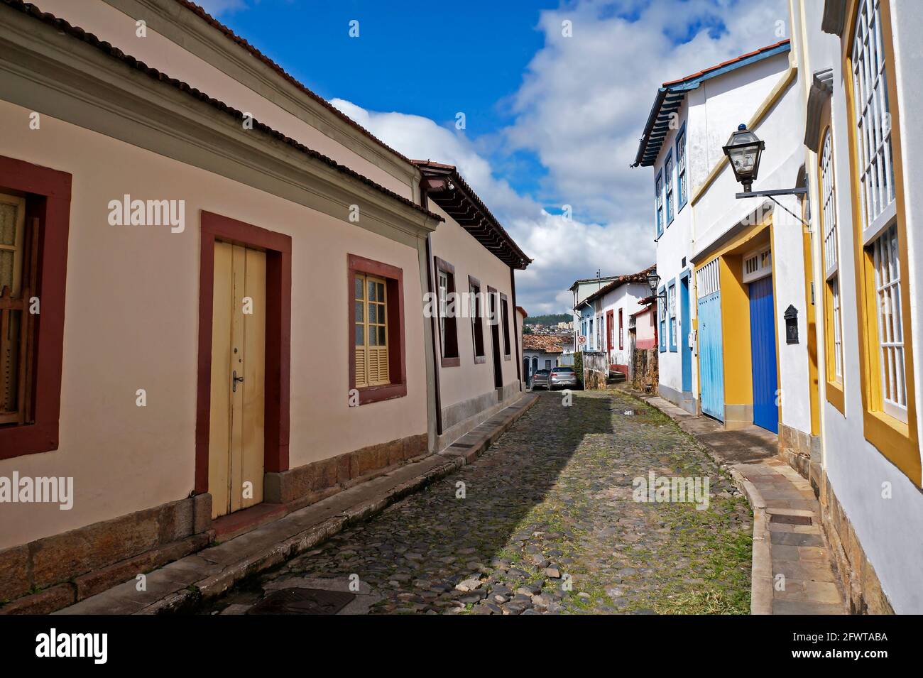 Sao Joao Del Rei, Minas Gerais, Brazil - January 25, 2020: Typical Street  At Historical Center, Known As The Crooked Houses Street (Rua Das Casas  Tortas). Stock Photo, Picture and Royalty Free Image. Image 148827383.