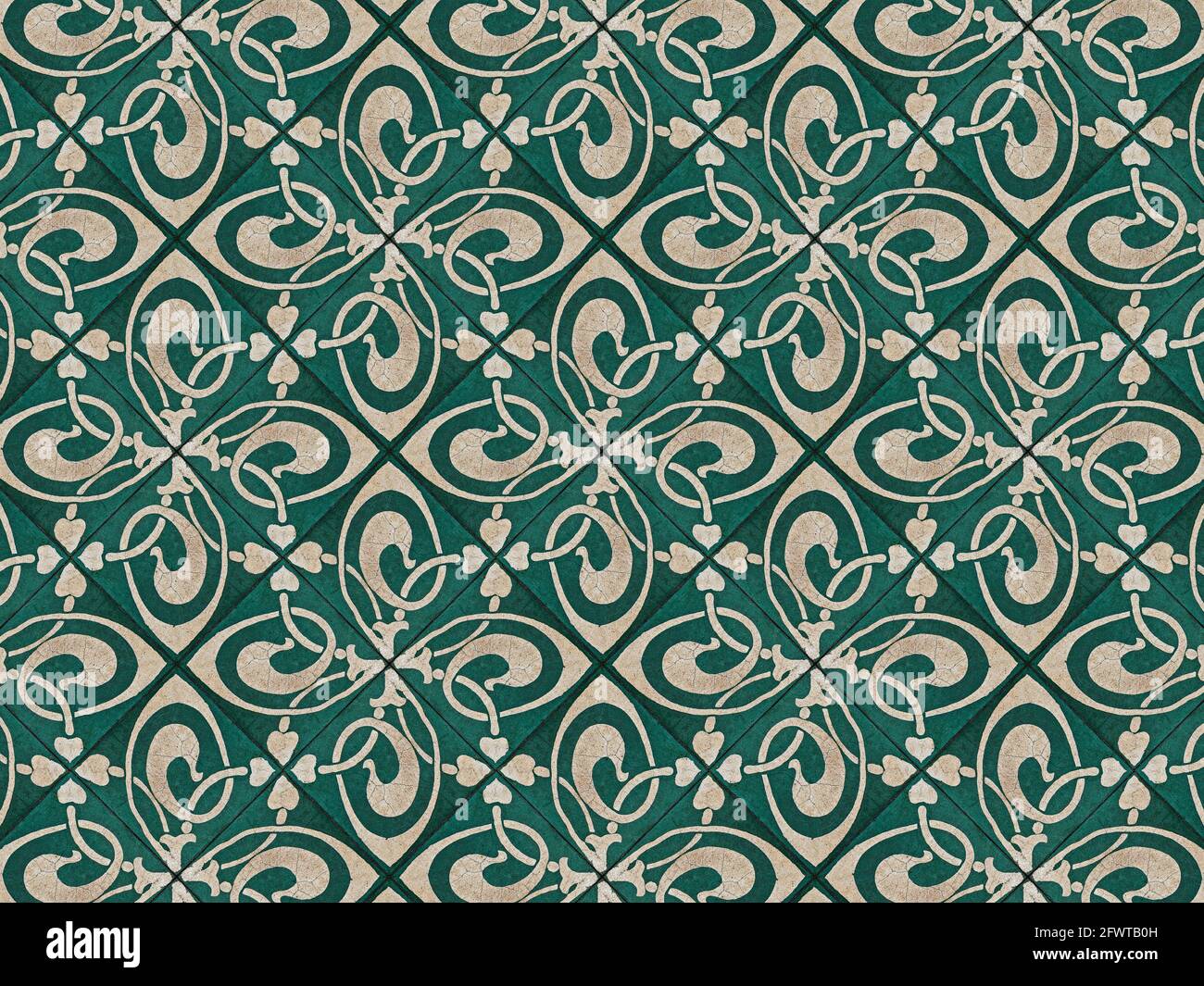 Ancient hydraulic tiles seamless pattern background Stock Photo