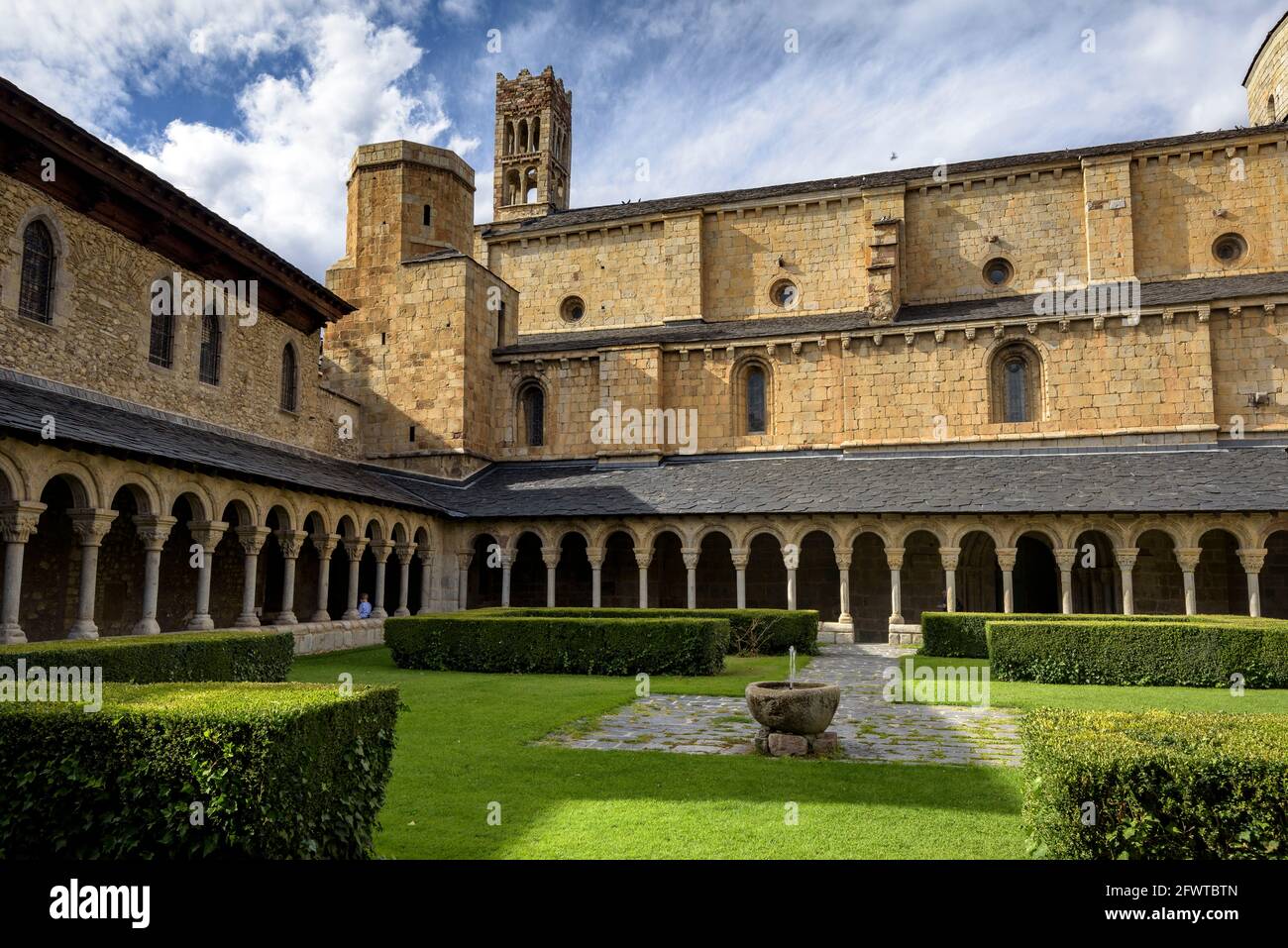 Interior cloister of La Seu d'Urgell Cathedral (Alt Urgell, Catalonia ...