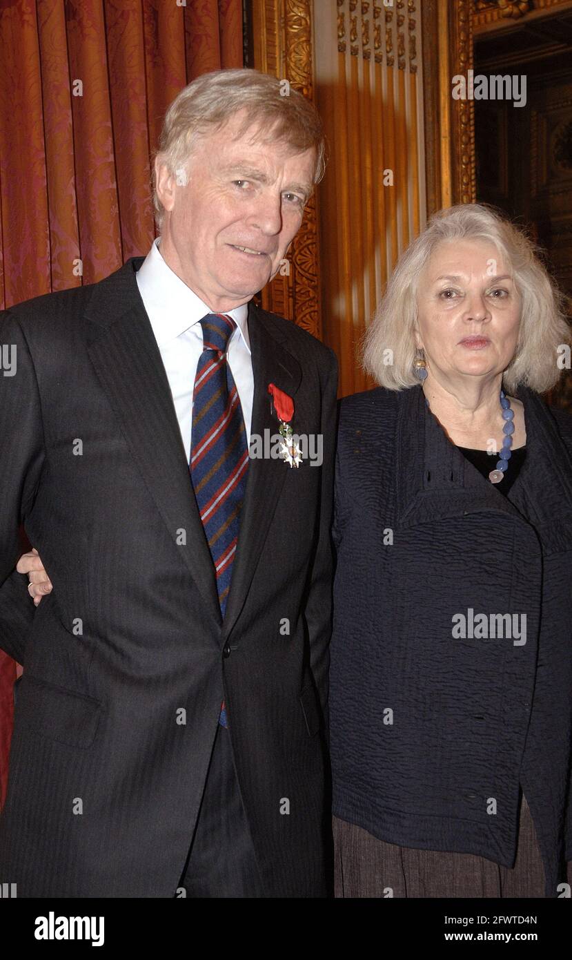 File photo dated January 31, 2006 of FIA president Max Mosley and his wife pose after he was awarded with the French Legion d'Honneur in Paris, France. - Max Mosley, the former president of motor sports' world governing body the FIA, has died aged 81. Mosley became FIA president in 1993 after serving in previous administrative roles in motor sport, including within Formula One. He served three terms as president before standing down in 2009. Photo by Giancarlo Gorassini/ABACAPRESS.COM Stock Photo