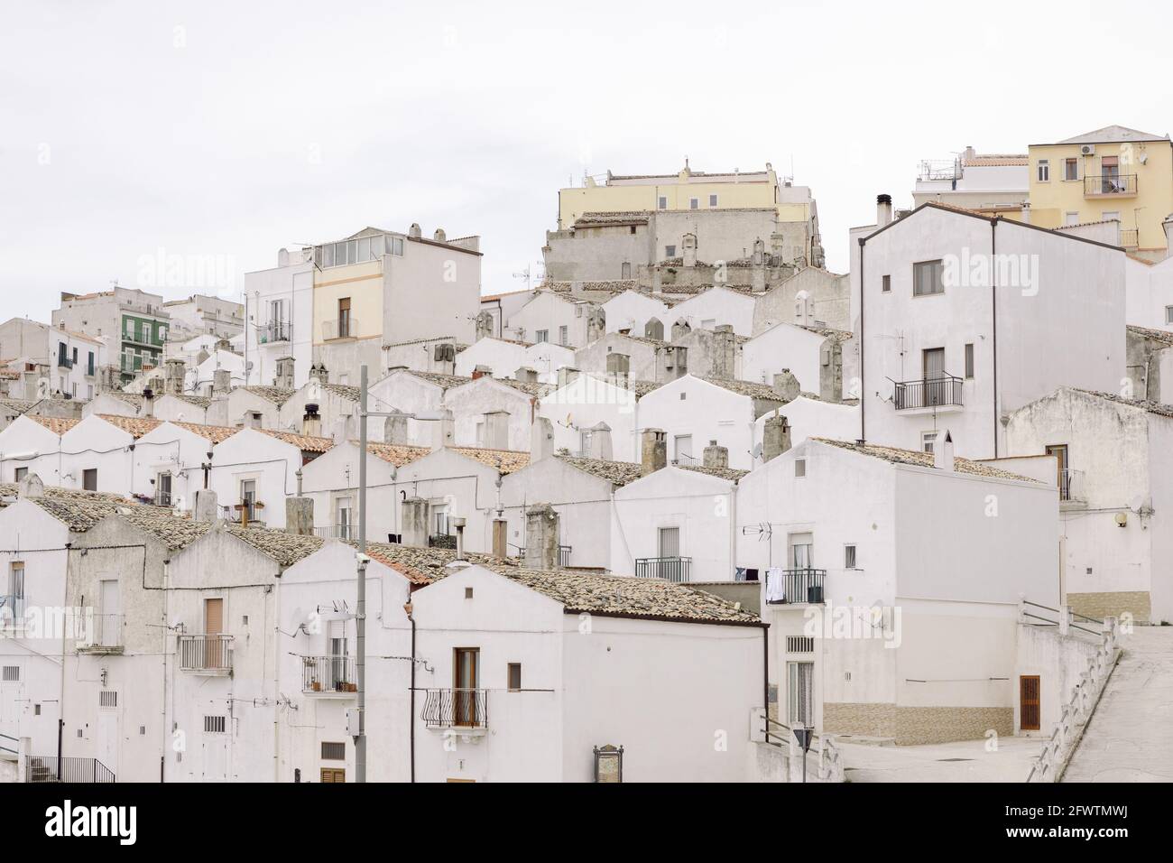 Monte Sant'Angelo white city neighborhood of public housing in the south of Italy, Apulia Stock Photo