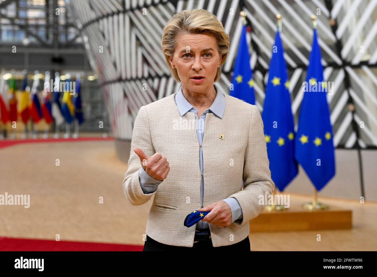 European Commission president Ursula Von der Leyen pictured as she ...