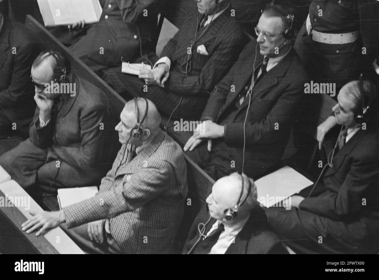 Nuremberg Trial. Accused; with glasses Arthur Seyss-Inquart, on right next to him Albert Speer, December 4, 1945, war criminals, trials, justice, second world war, The Netherlands, 20th century press agency photo, news to remember, documentary, historic photography 1945-1990, visual stories, human history of the Twentieth Century, capturing moments in time Stock Photo