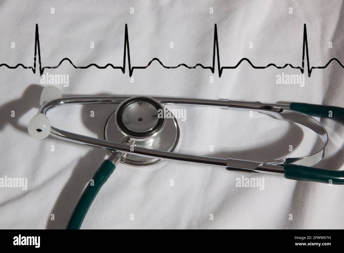Stethoscope and heart rhythm Stock Photo Alamy