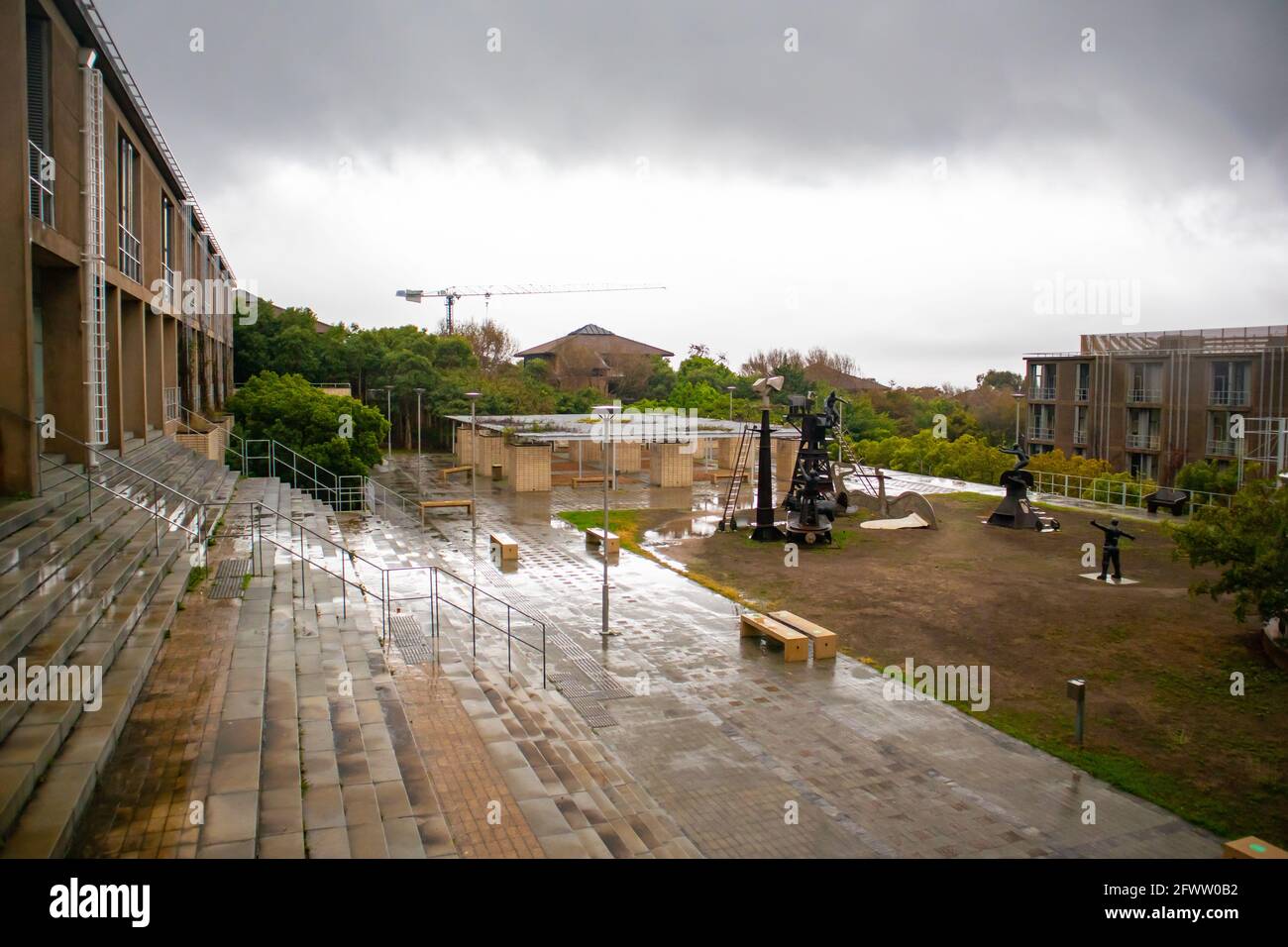 South Africa - 21-05-2021 Rainy day at UCT. Education concept during Covid 19. Stock Photo