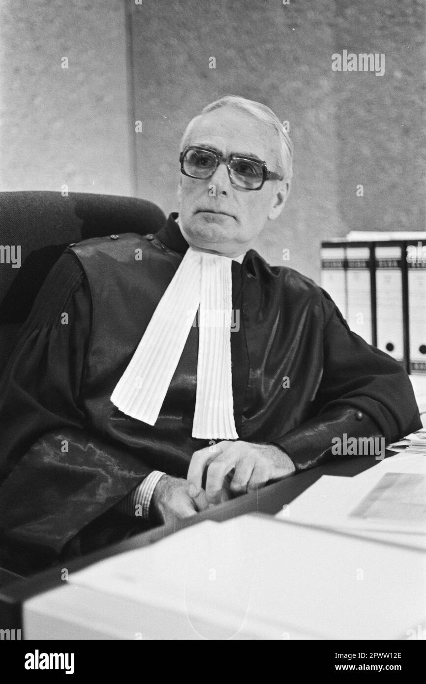 Trial of Menten started in Amsterdam; Public Prosecutor, Habermehl (head), May 9, 1977, war criminals, trials, The Netherlands, 20th century press agency photo, news to remember, documentary, historic photography 1945-1990, visual stories, human history of the Twentieth Century, capturing moments in time Stock Photo