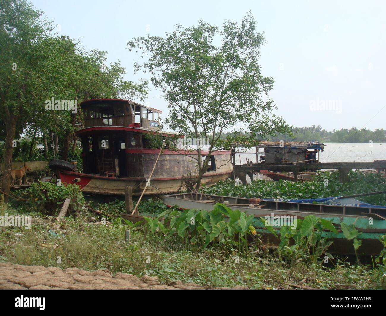 Abandoned fishing boats in the Mekong Delta, Vietnam Stock Photo - Alamy