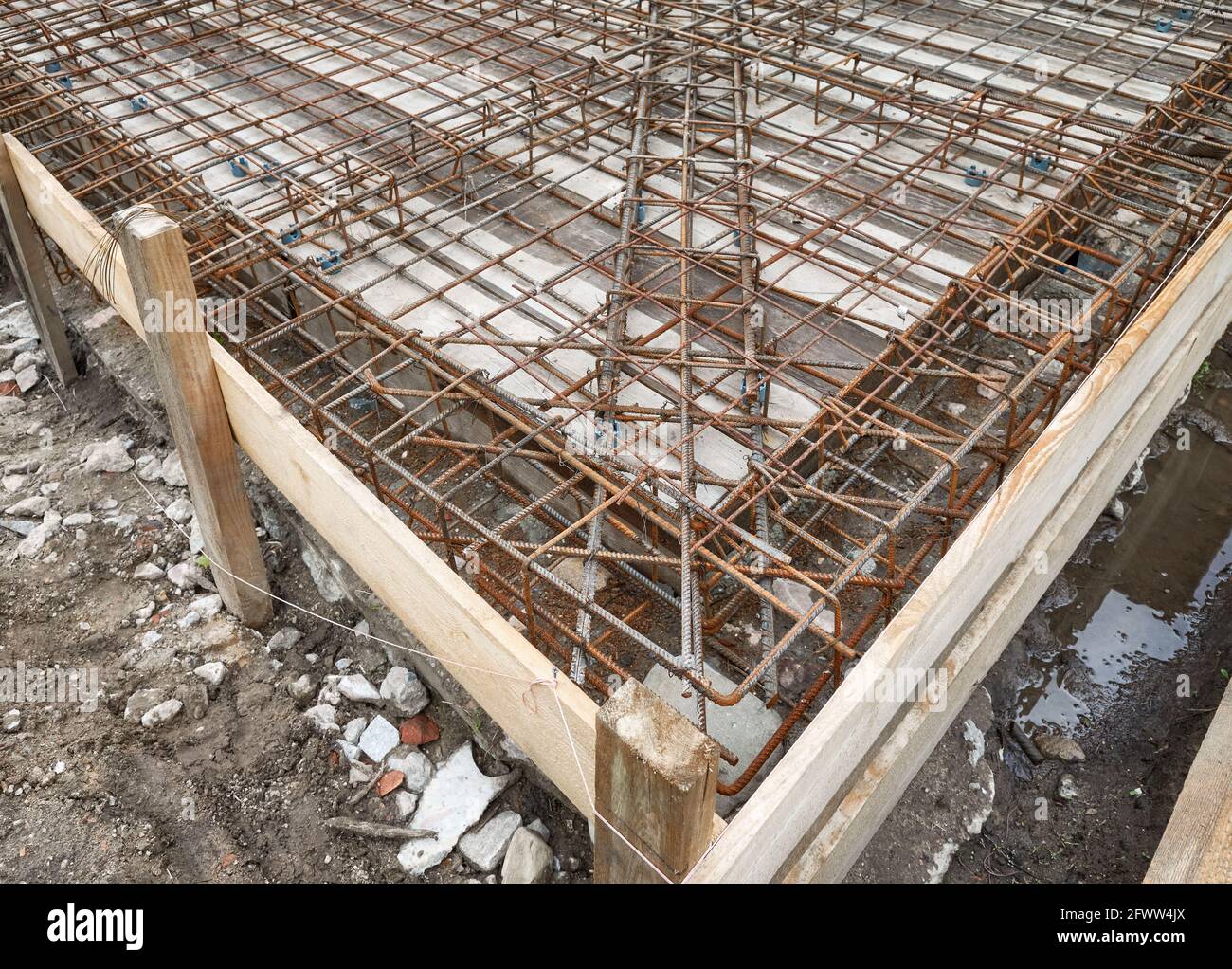 Steel rebar reinforcing concrete hires stock photography and images