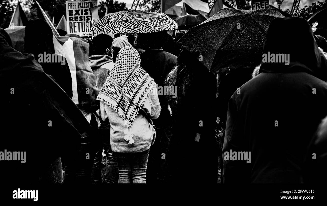 London, United Kingdom - May 22nd 2021: Friends of Al - Aqsa protest in support of Palestinians. Stock Photo