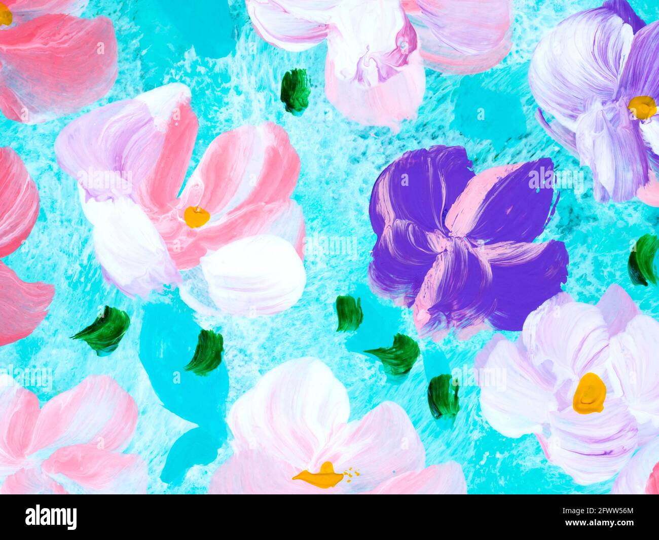 Abstract Flowers Creative Hand Painted Background With Brush Strokes