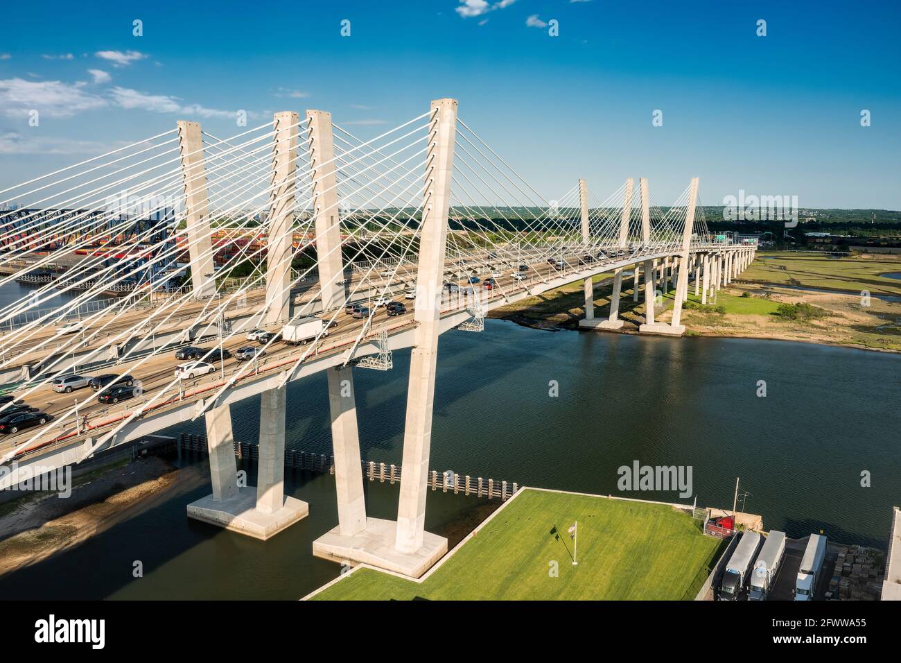Aerial view of the New Goethals Bridge Stock Photo
