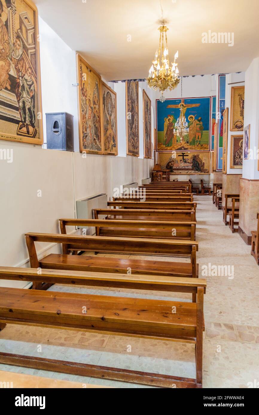 MADABA, JORDAN - MARCH 21, 2017: Interior of the Saint George church in Madaba, Jordan Stock Photo