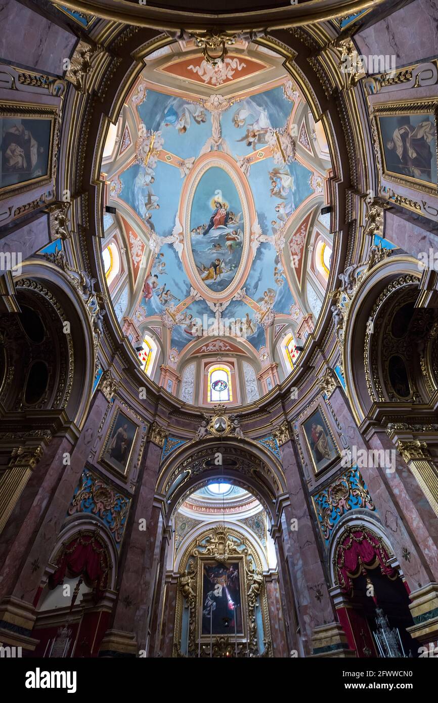 Dome in the Church of the Annuncia, Carmelite church, Silent City of Mdina, Malta Stock Photo