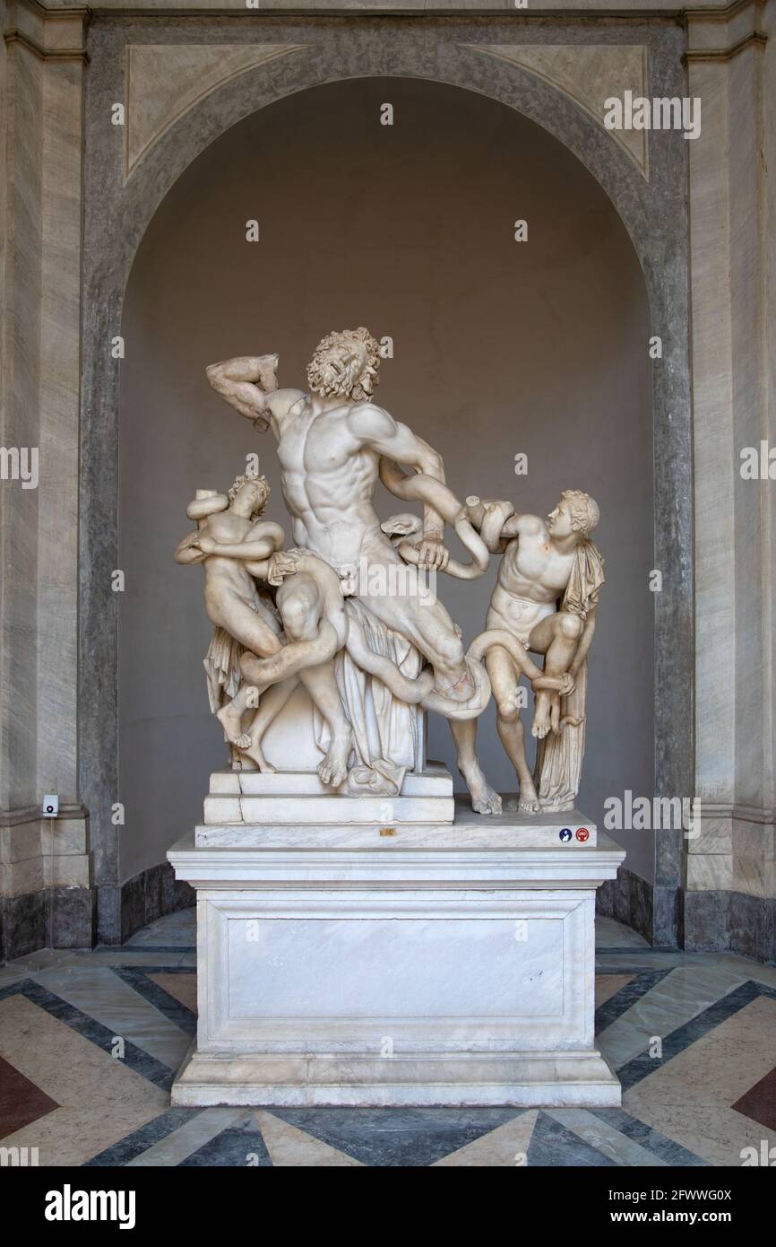 Statue of Laocoon and his sons in Vatican City, vertical Stock Photo