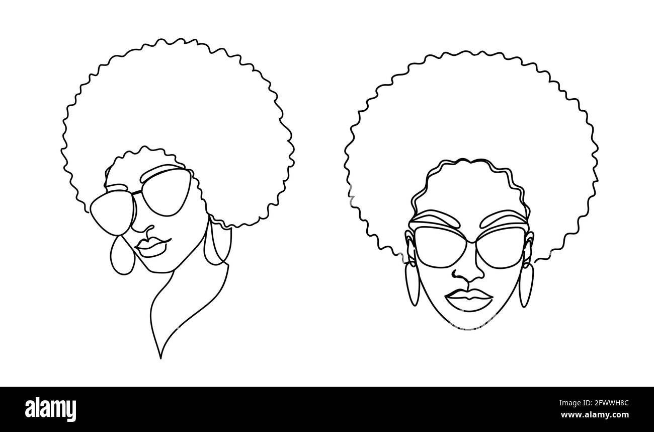 Afro American woman in a modern one line style Stock Vector Image & Art -  Alamy