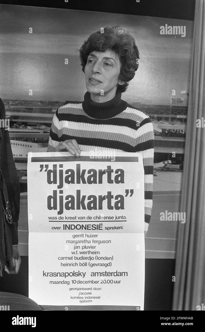 The activist with a poster, December 8, 1973, human rights activists, press  conferences, posters, The Netherlands, 20th century press agency photo, news  to remember, documentary, historic photography 1945-1990, visual stories,  human history