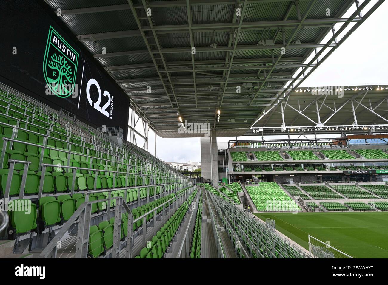 O2 Stadium Austin Austin, Texas, USA. 24th May, 2021. Views of the nearly completed Q2 ...