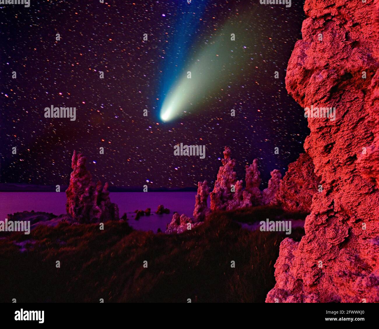Comet Hale-Bopp; 1996-97; Mono Lake Stock Photo
