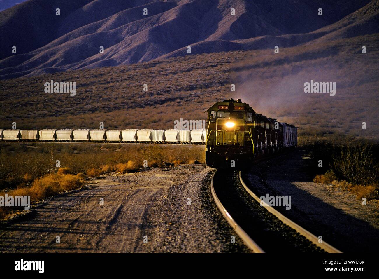 Rail Locomotive Hauling Ore Cars Stock Photo