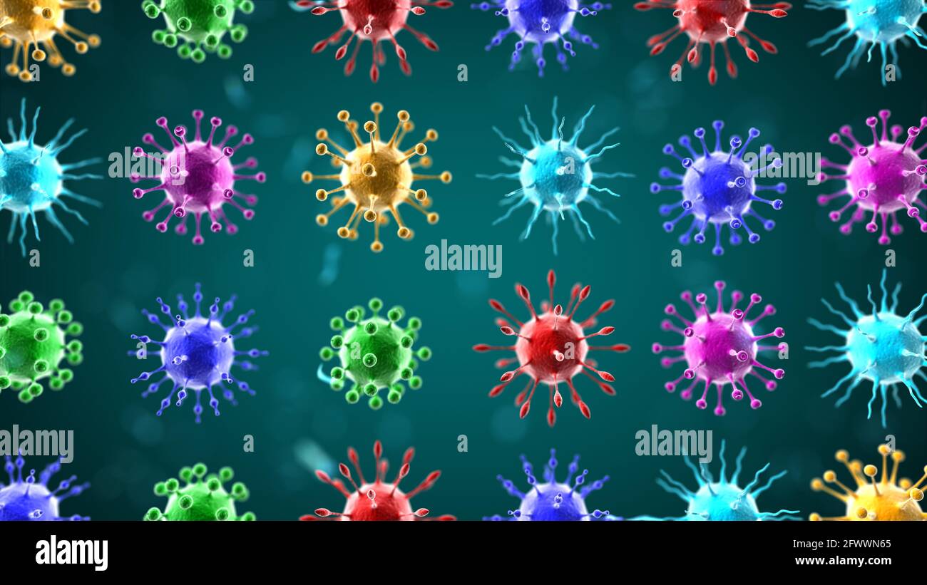 Coronavirus mutation strain. Pandemic background like slot machine or video game. 3d rendering illustration Stock Photo