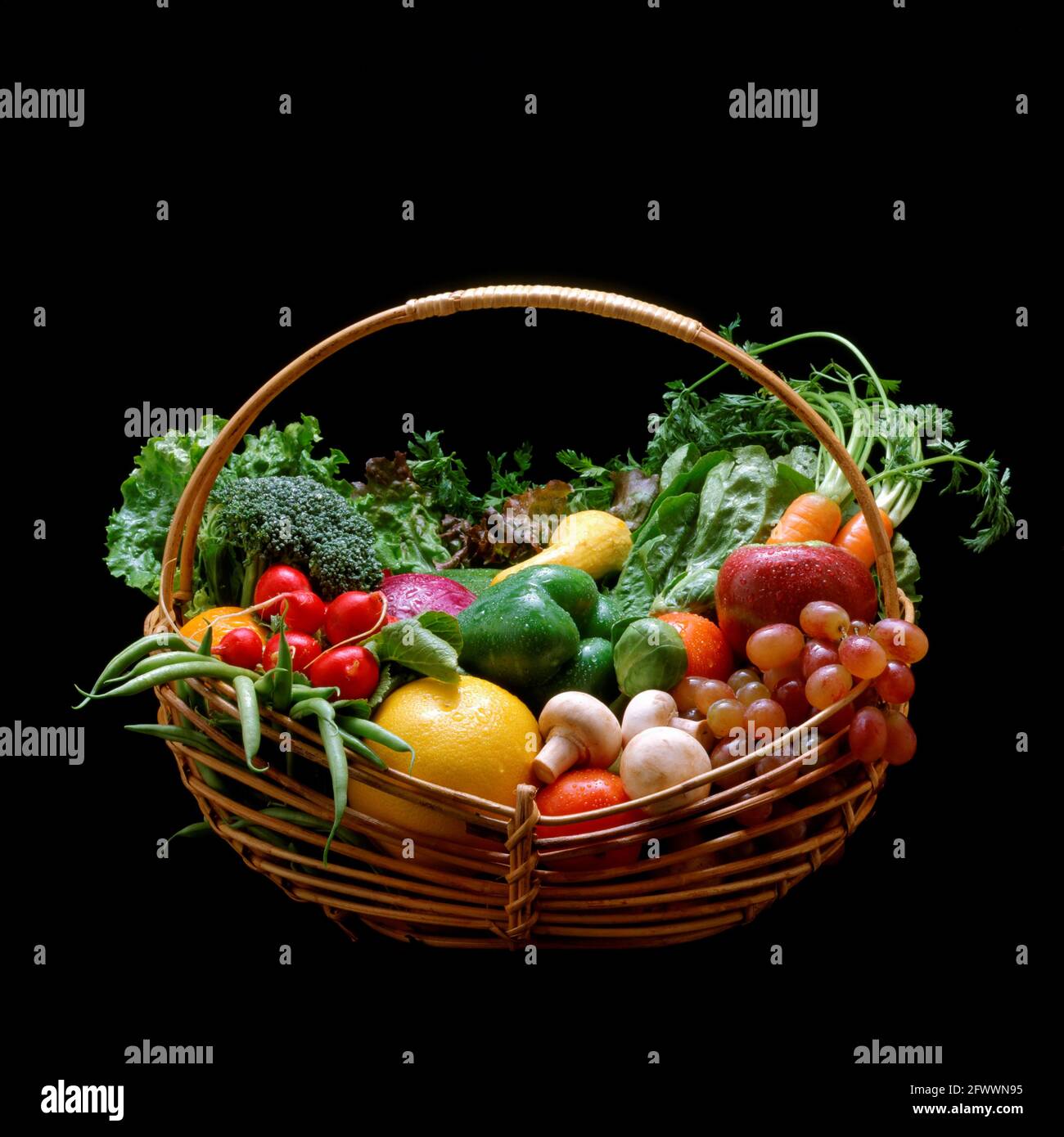 Fresh Produce Basket Stock Photo