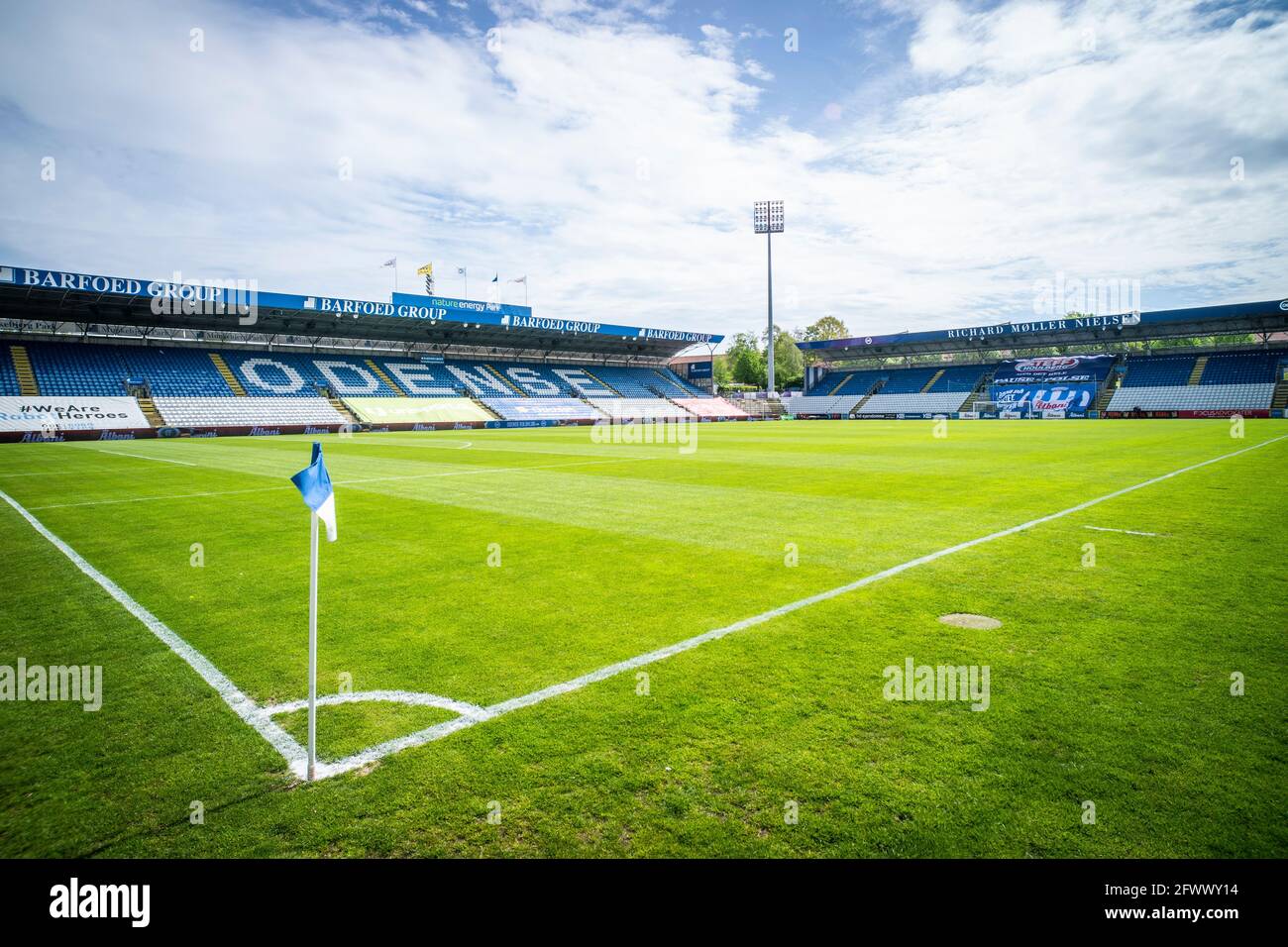 Odense, Denmark. May, 2021. Nature Energy Park is ready for the 3F Superliga match between Odense Boldklub and AC Horsens in Odense. (Photo Credit: Photo/Alamy Live News Stock Photo -