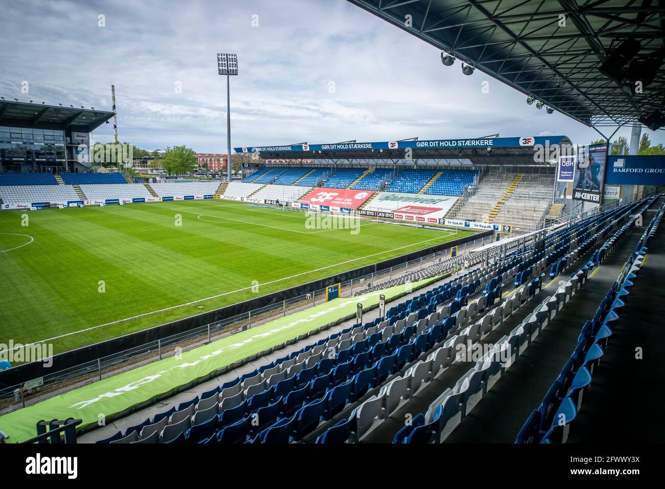 Odense, Denmark. May, 2021. Nature Energy Park is ready for the 3F Superliga match between Odense Boldklub and AC Horsens in Odense. (Photo Credit: Photo/Alamy Live News Stock Photo -