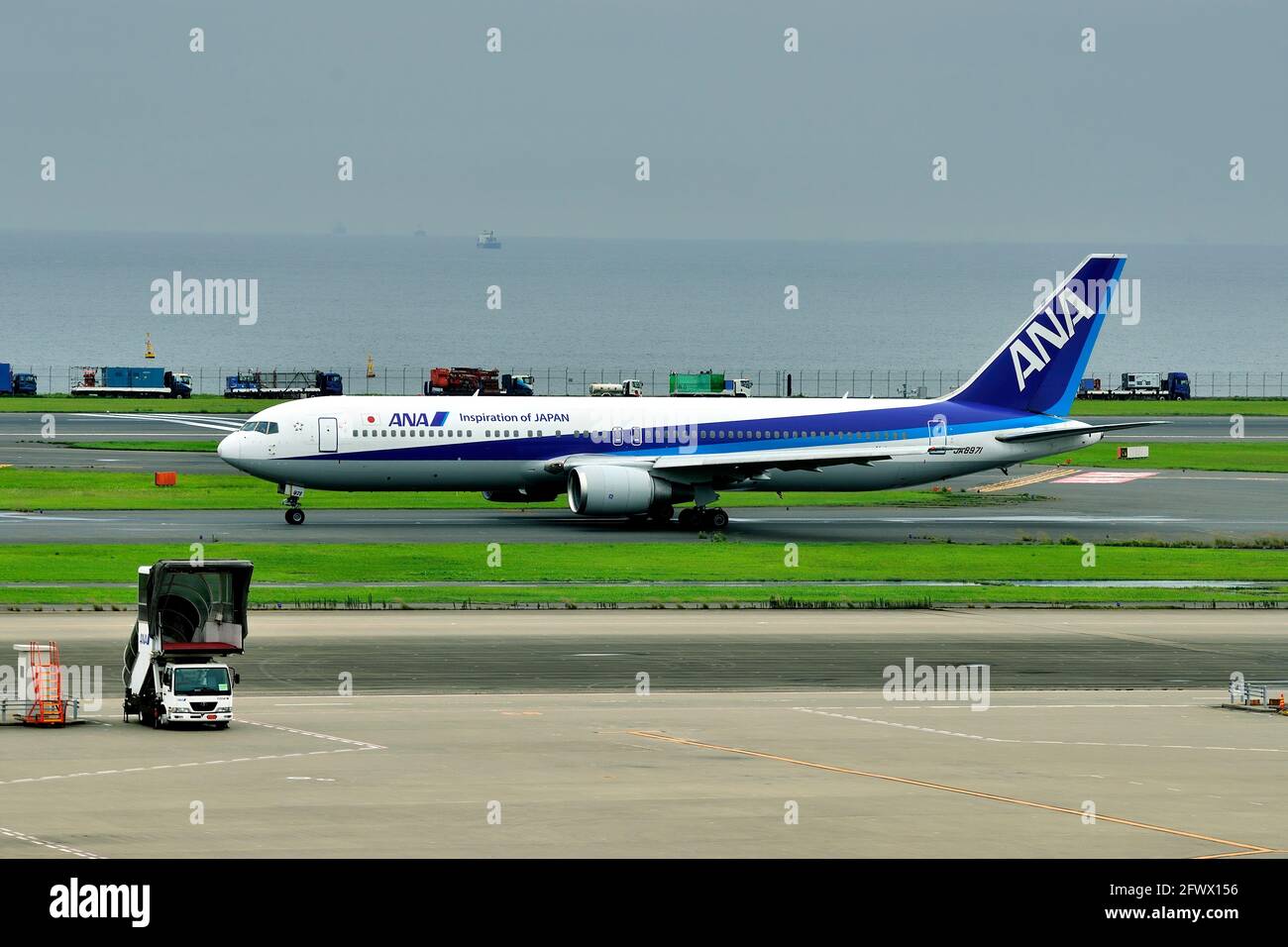 All Nippon Airways, ANA, Boeing, B-767/300, JA8971, Take Off, Naha Airport, Okinawa, Japan Stock Photo